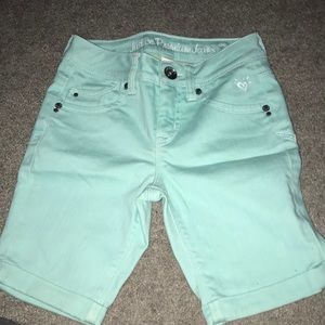 mint green shorts